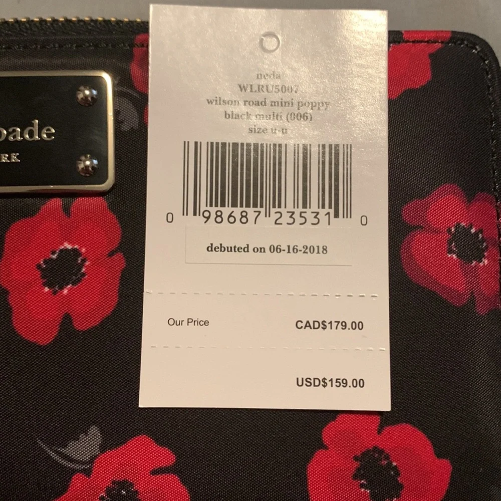 Kate Spade Black and Red Floral Wallet - Picture 5 of 8
